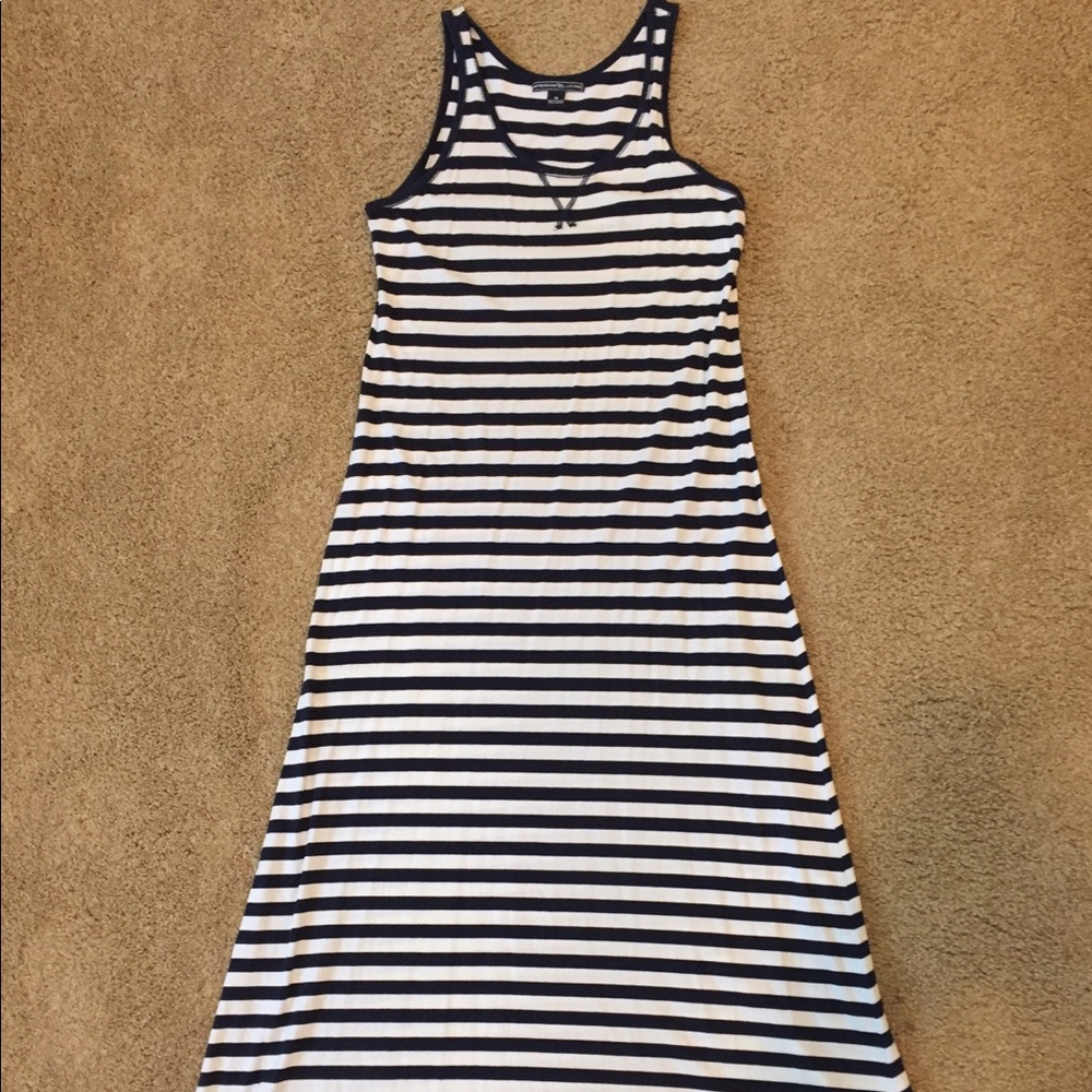 Navy/white striped maxi dress